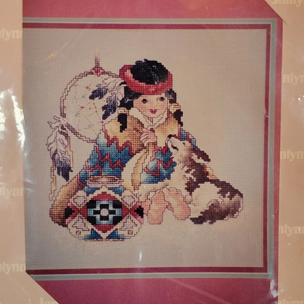 Janlynn 2 Counted‎ Cross Stitch Kits Native American Girl Fabric Floss Chart New